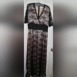 womens xxl black lace dress long
